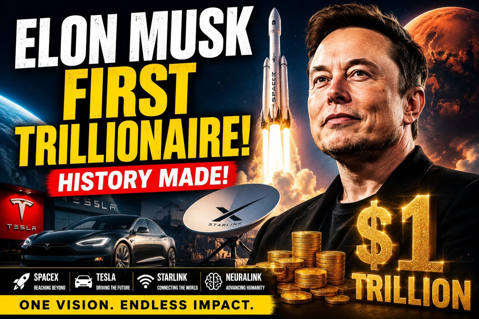 ELON MUSK BECOMES THE WORLD'S FIRST TRILLIONAIRE | HISTORY MADE