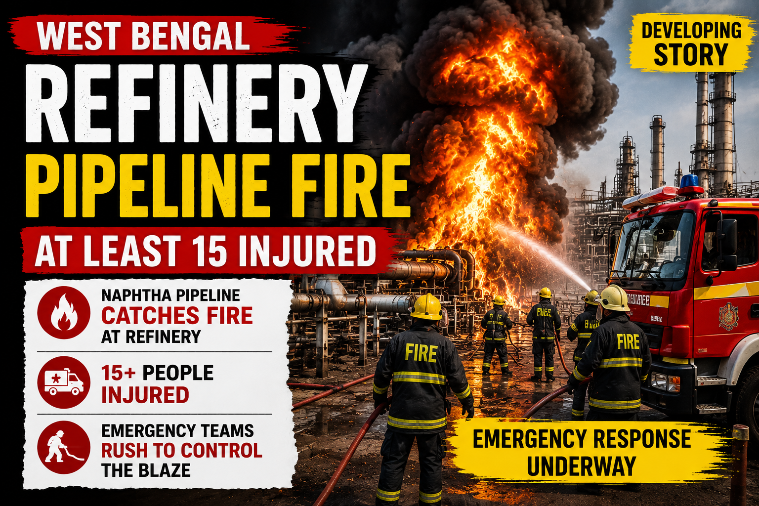 West Bengal Refinery Pipeline Fire Leaves Several Injured