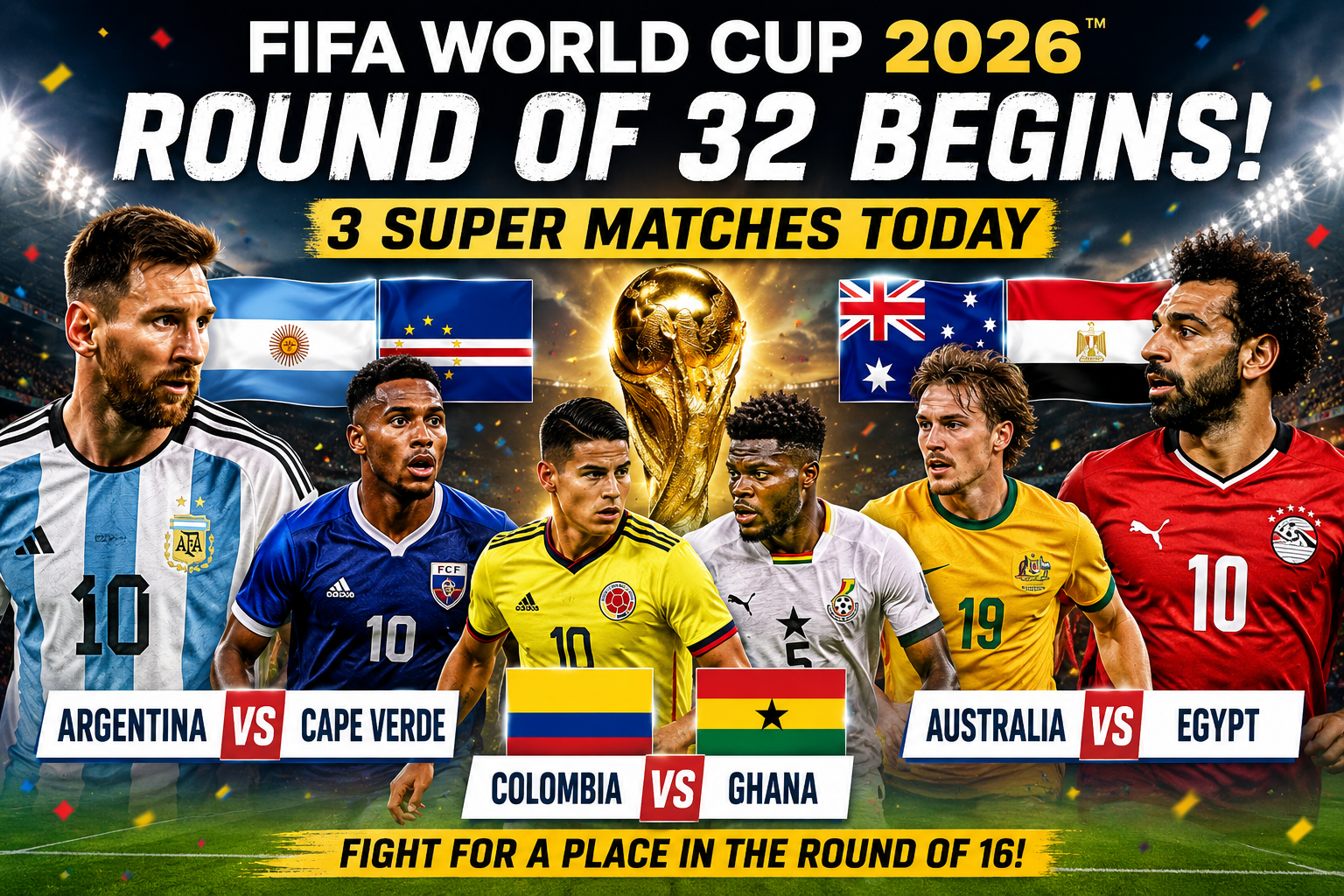 FIFA World Cup 2026 Round of 32 Begins: Argentina, Colombia & Australia Fight for Round of 16 Spot
