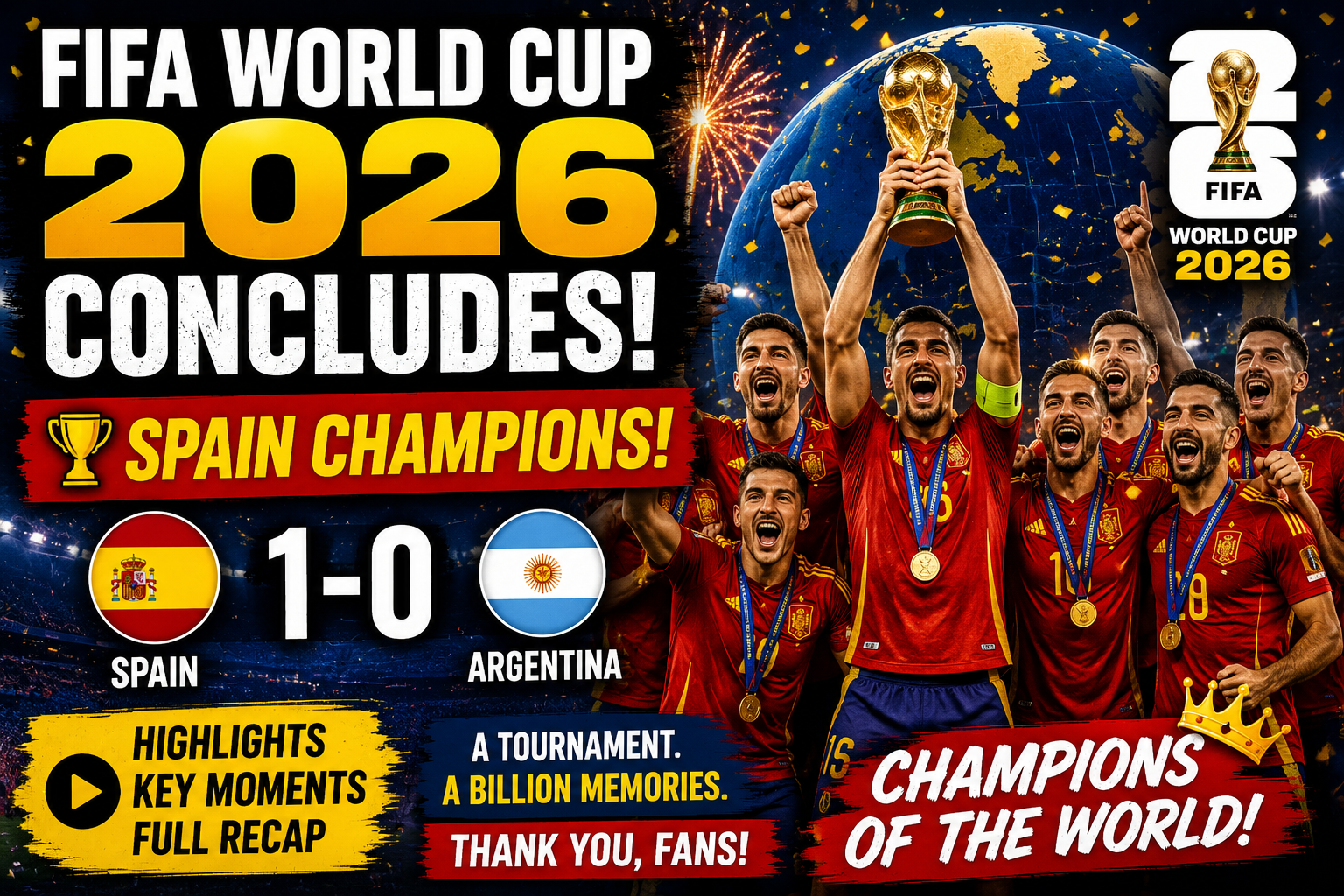 Spain Wins FIFA World Cup 2026! Full Tournament Highlights & Final Recap