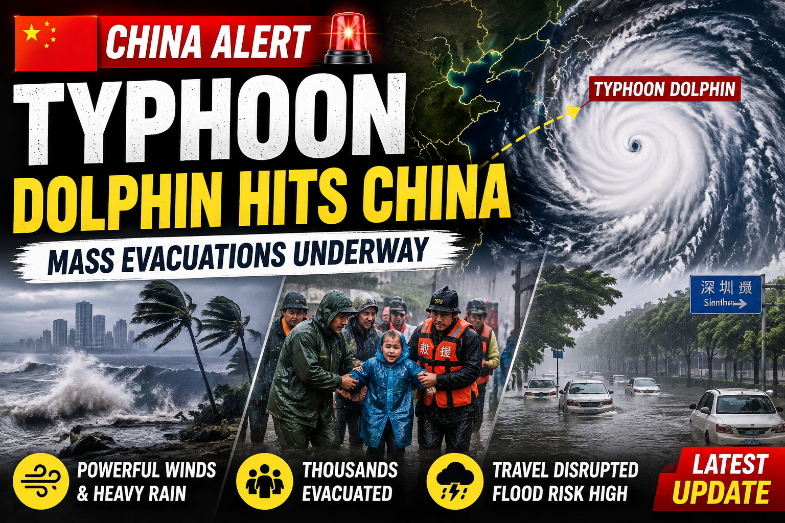 China alert Typhoon Dolphin hits China 