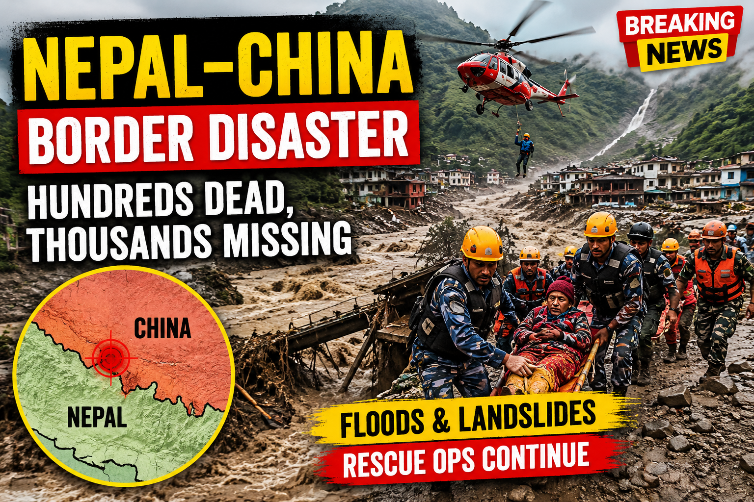 Nepal–China Border Disaster: Hundreds Dead, Thousands Missing | Latest Flood & Landslide News