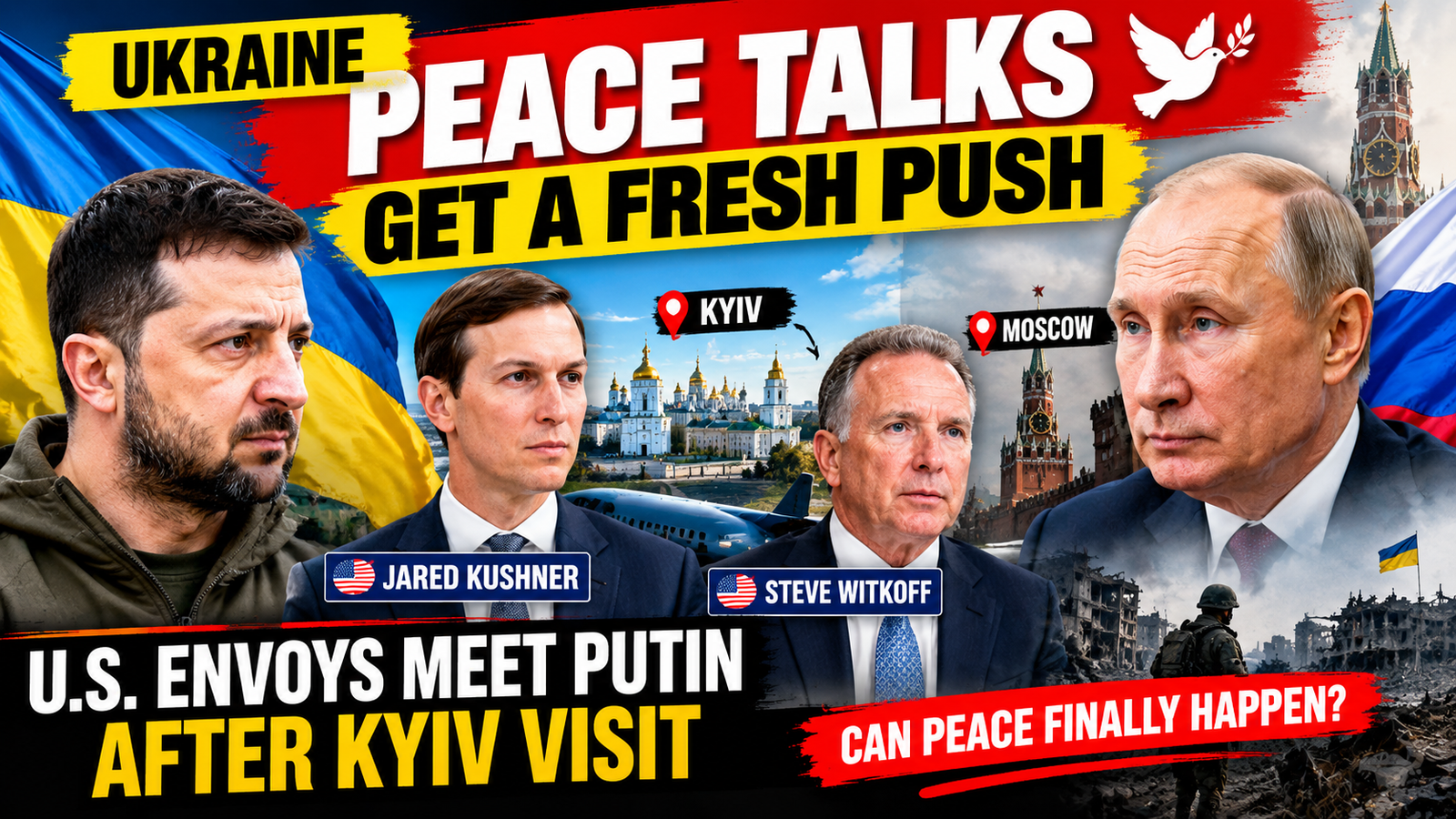 Ukraine Peace Talks: U.S. Envoys Visit Kyiv After Moscow Meeting With Putin  Alternative: Ukraine Peace Efforts Gain Momentum as U.S. Envoys Meet Leaders in Kyiv and Moscow  Keywords: Ukraine peace talks, Russia Ukraine war, U.S. envoys, Jared Kushner, Steve Witkoff, Vladimir Putin, Kyiv, Moscow